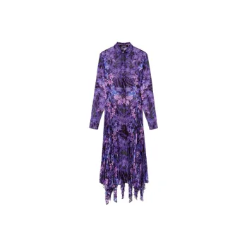 VERSACE Orchid Barocco print Pleated Shirtdress
