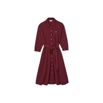 LACOSTE Logo-embroidered Midi Shirt Dress