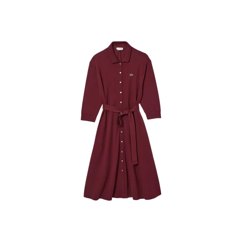 LACOSTE Logo-embroidered Midi Shirt Dress-0