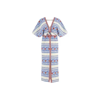Johanna Ortiz Silver Tears Embroidered Cotton Midi Dress