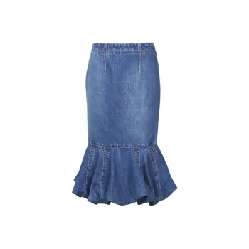 Alaia Denim Long Skirts Women's Blue