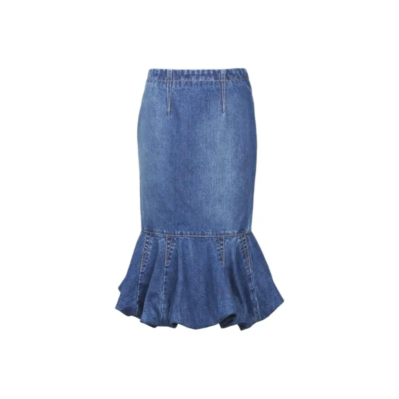 Alaia Denim Long Skirts Women's Blue-0