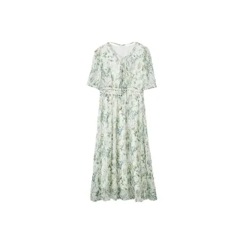 XIANGYING Short Sleeved Dress Women's Green