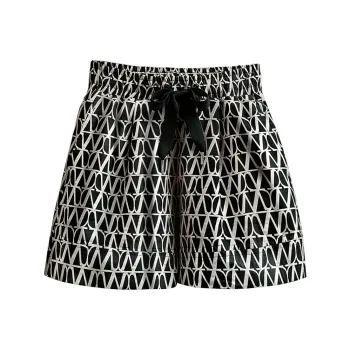 Cypress House Casual Shorts Women's Black With Beige Floral Pattern