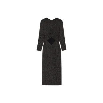 Sandro Metallic finish Tweed Midi Dress