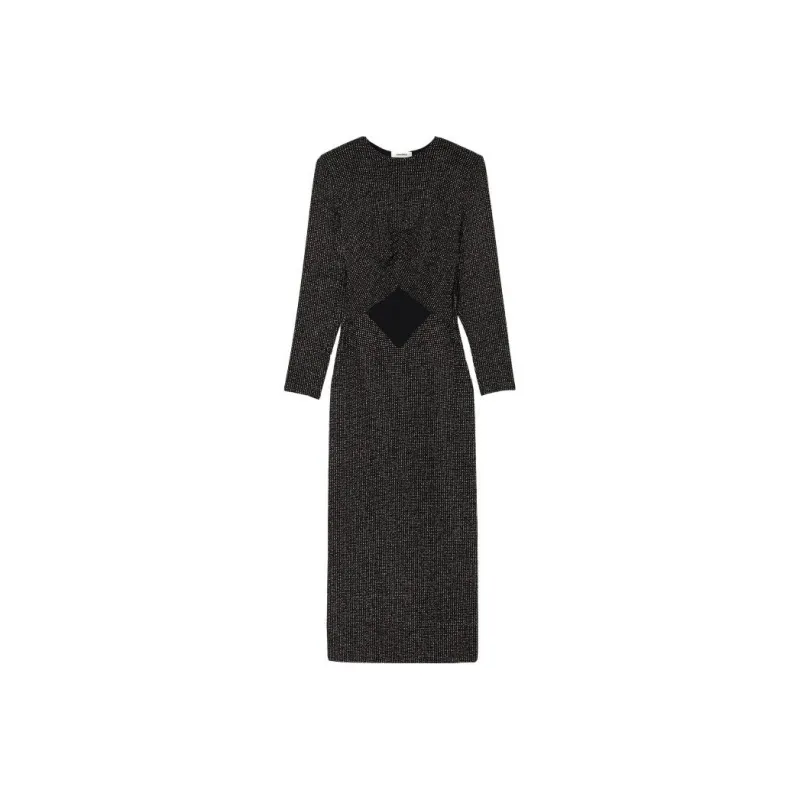 Sandro Metallic-finish Tweed Midi Dress-0