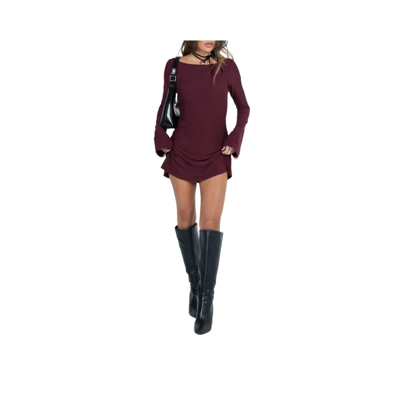 PRINCESS POLLY LUKEA LONG SLEEVE MINI DRESS Long-Sleeved Dresses Women's Mauve/Light Purple-0