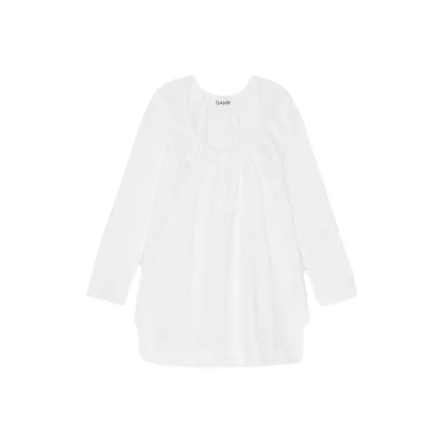GANNI Long Sleeved Dresses Women's Bright Pure White
