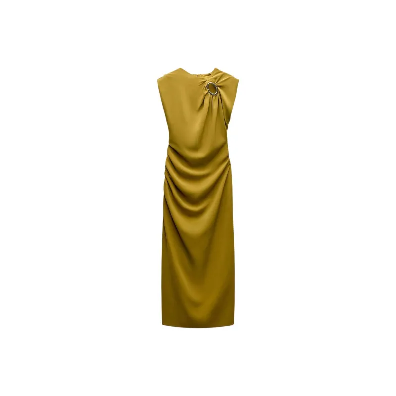 ZARA Sleeveless Dress Women's Olive Green-0