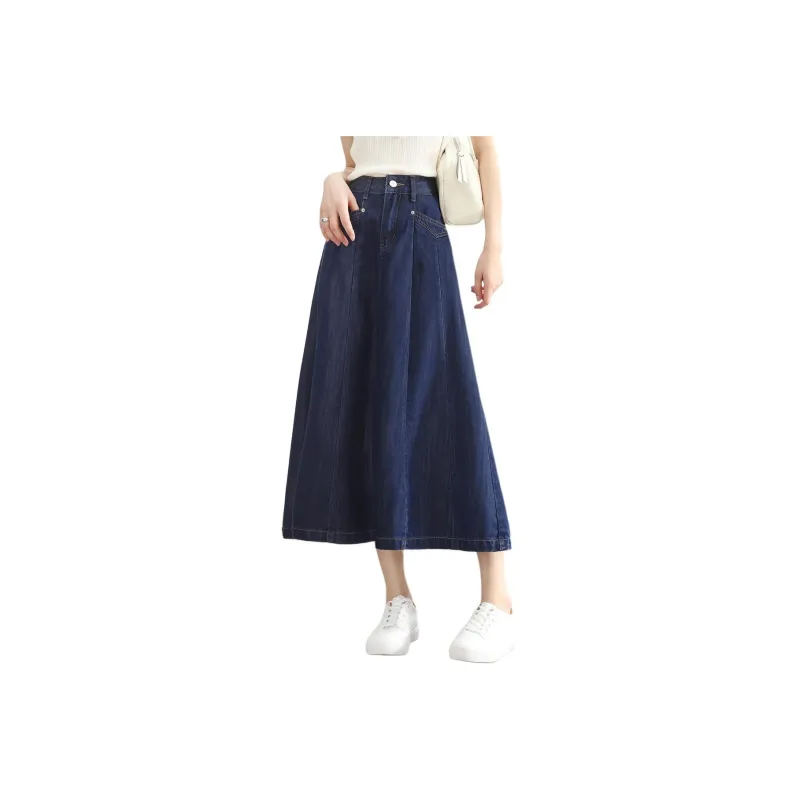 HIPPIEMISS Denim Long Skirt Women's Denim Blue-0
