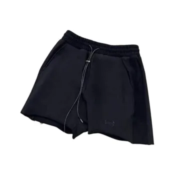 YUZHAOLIN Straight Fit Solid Color Couple American Shorts Unisex Black