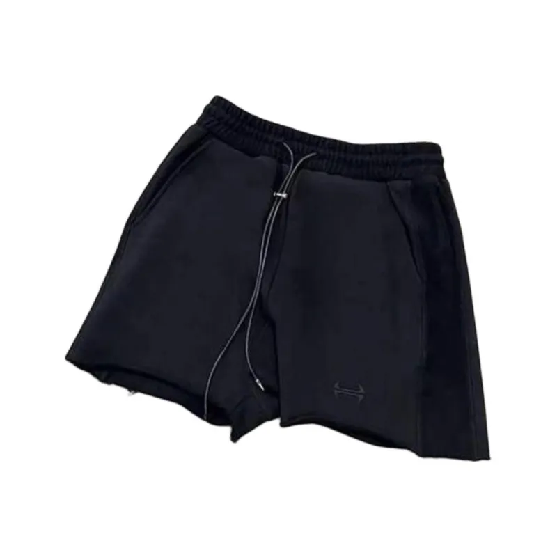 YUZHAOLIN Straight Fit Solid Color Couple American Shorts Unisex Black-0