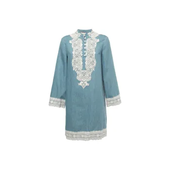 GUCCI Long Sleeved Dress Women's Sky Blue