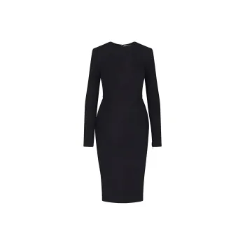 Victoria Beckham Long Sleeve T Shirt Fitted Dress