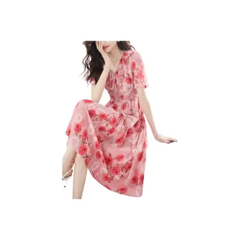 Mo Han Yi Mei Short Sleeved Dress Women's Pink