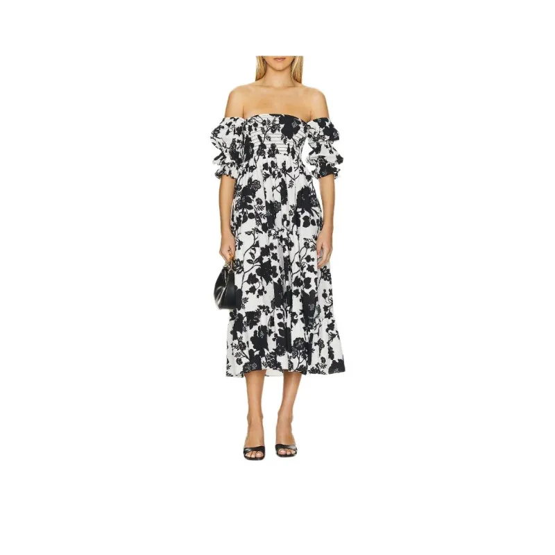 Misaki Short Sleeved Dress Women's Black White-0