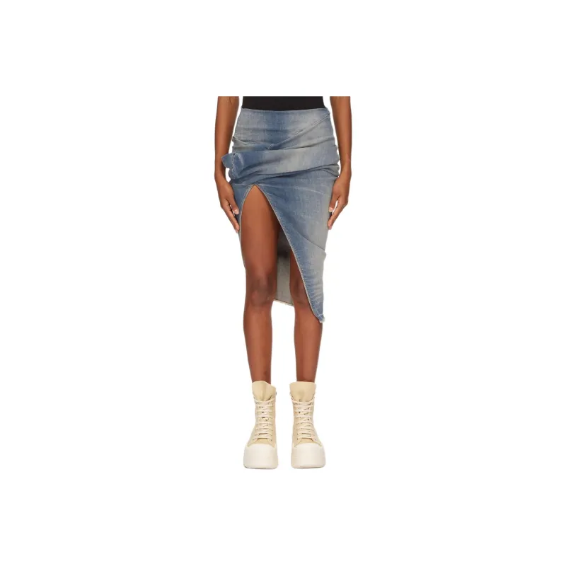 Rick Owens DRKSHDW Denim Long Skirt Women's Indigo-0