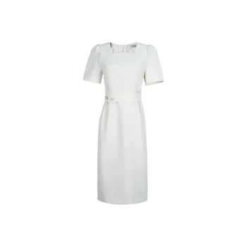 MISSSHINE Short Sleeved Dresses Women's Beige Apricot