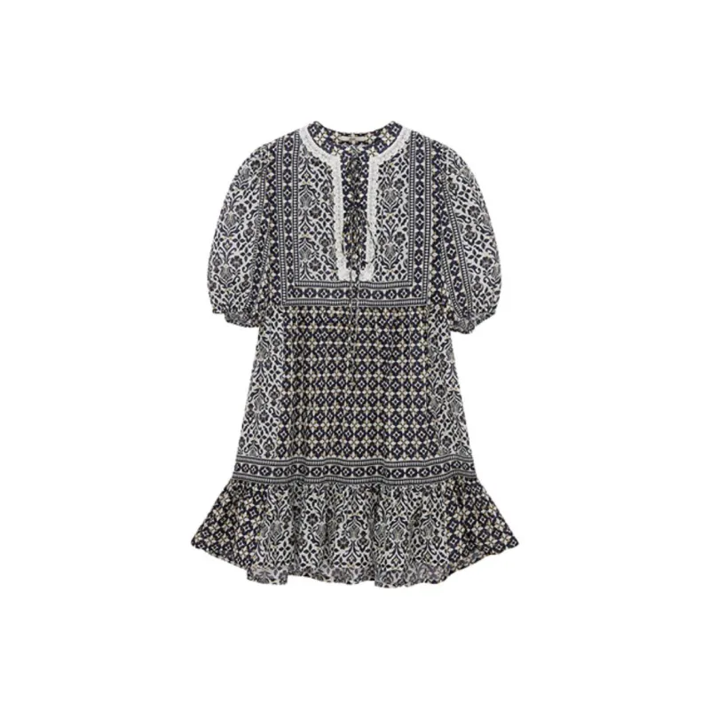 D'zzit Short Sleeved Dress Women's Dark Blue-0