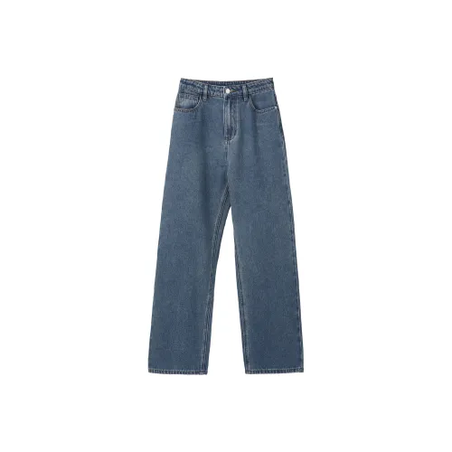 Fstudio Spring Korean Style Petite Commute High Rise Slimming Jeans Women's Blue