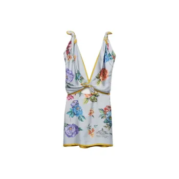 PRADA Printed Silk Twill Mini Dress Sleeveless Dress Women's Gray