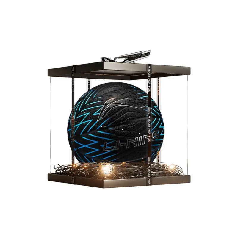 LiNing Badfive PU Basketball Black Blue Size 7 Training Unisex-6