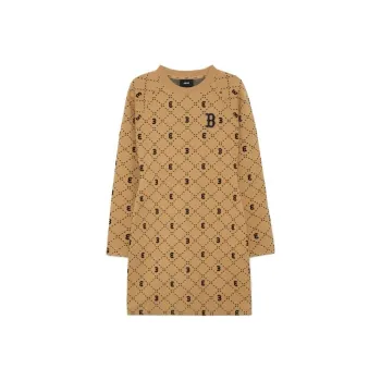 MLB MONOGRAM Series Boston Red Sox Long Sleeved Dresses Women's Brown