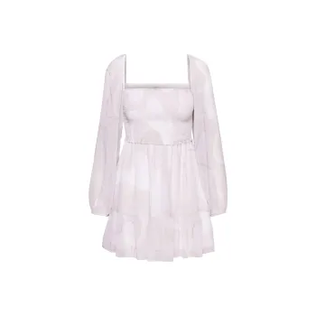 ARITZIA Wilfred Tempest Mini Dress Long-Sleeved Dresses Women's White Light Birch/White Background Birch Wood Print