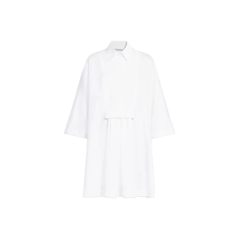 MaxMara Lago Collection Cotton Shirt Dress Long-Sleeved Dresses Women's White-0