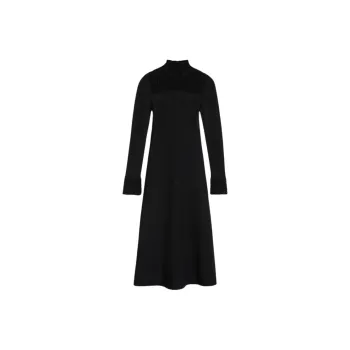 SCANLAN THEODORE Crepe Knit Daisy Polo Dress Long-Sleeved Dresses Women's Black