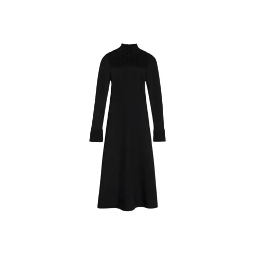 SCANLAN THEODORE Crepe Knit Daisy Polo Dress Long-Sleeved Dresses Women's Black
