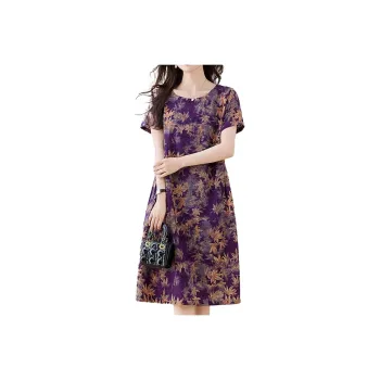Mapping Short-Sleeved Dresses Women's Purple