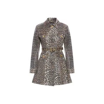 GANNI Leopard Printed Foil Denim Dress