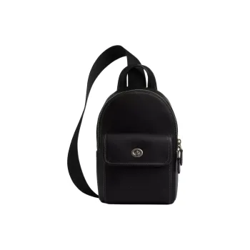 COACH Turnlock Calfskin Sling Bag Small Size Men's Black