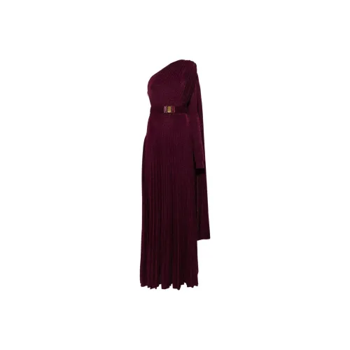 Elisabetta Franchi One Shoulder Pleated Red Carpet Dress