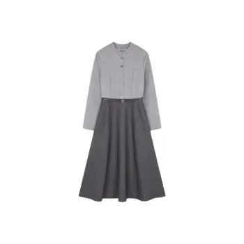 IHIMI Long Sleeved Dresses Women's Elegant Gray