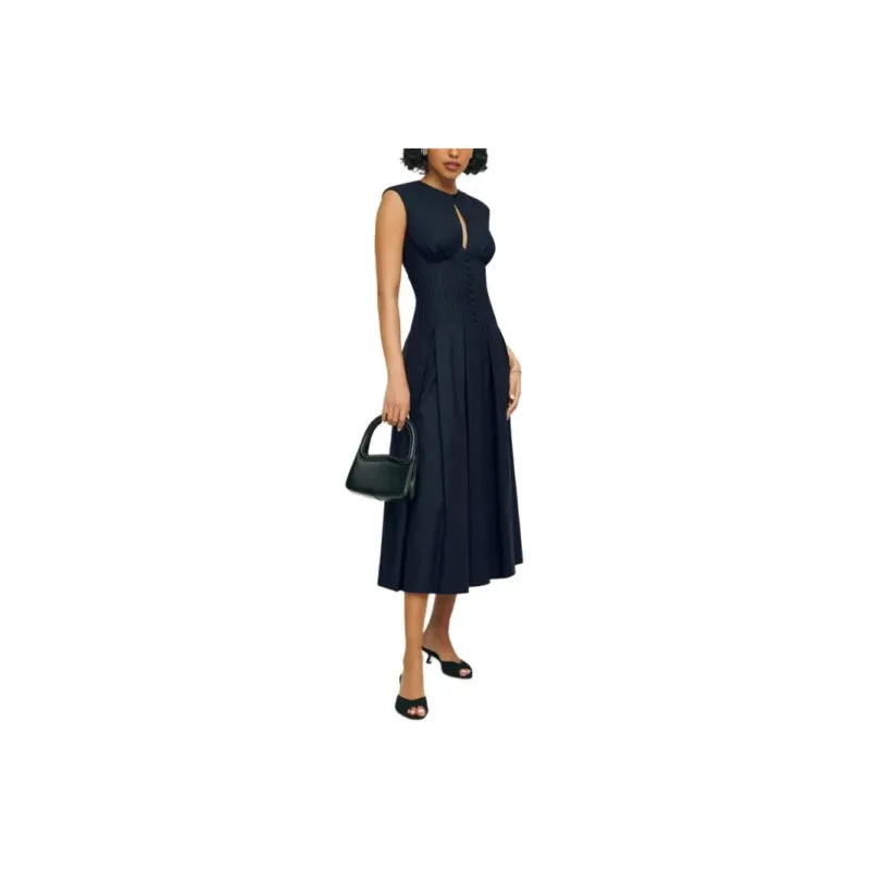 REFORMATION Renaie Dress Sleeveless Dress Women's Marine Blue-0