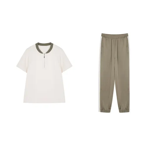 Mo Han Yi Mei Casual Suit Women's Olive Green+Ecru