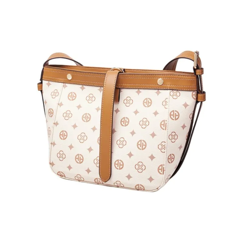 AOKANG PVC With Synthetic Leather Crossbody Bag, Shoulder Bag Medium Size Women's Coffee/Ecru-4