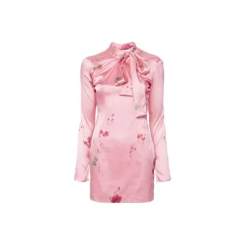Blumarine Rose Printed Satin Mini Dress