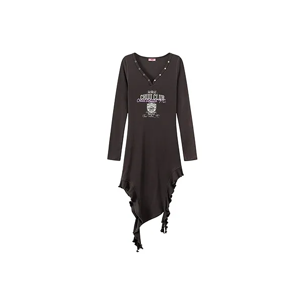 CHUU Long Sleeved Dress Women's Carbon Gray-0