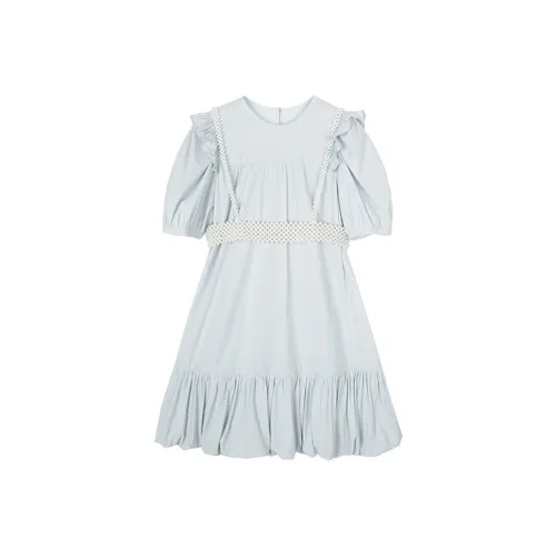 Pit Short-Sleeved Dresses Women's Blue