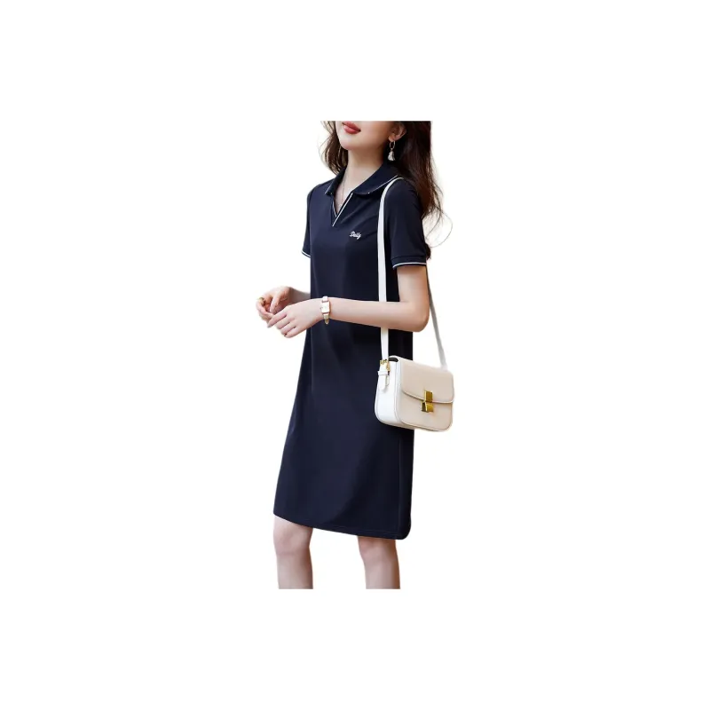 XWI Short Sleeved Dress Women's Navy Blue-0