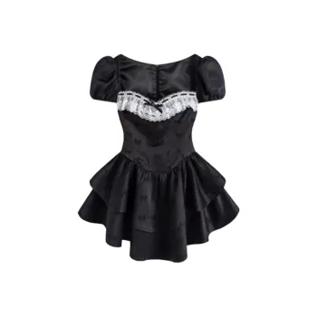 TIBINB Short Sleeved Dresses Women's Black