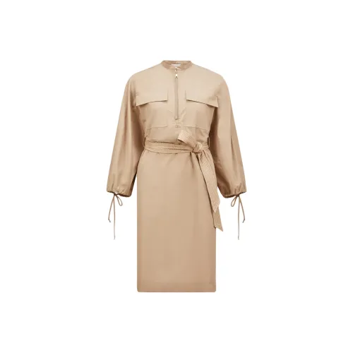 Moncler FW24 Long Sleeved Dress Women's Beige
