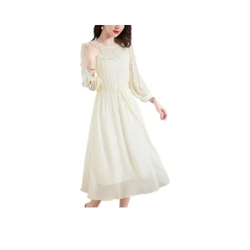 Ink Beauty Long Sleeved Dresses Women's Beige