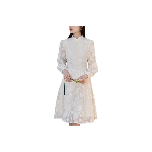 Like The Age Of Water 2025 Long Sleeved Dress Women's Beige