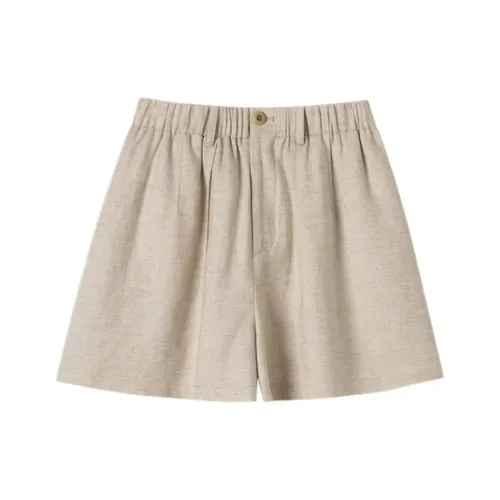 Hacikis Casual Shorts Women's Natural Wood Linen