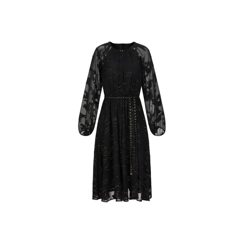 JZ. ANNAKRO Long Sleeved Dresses Women's Plain Black-0