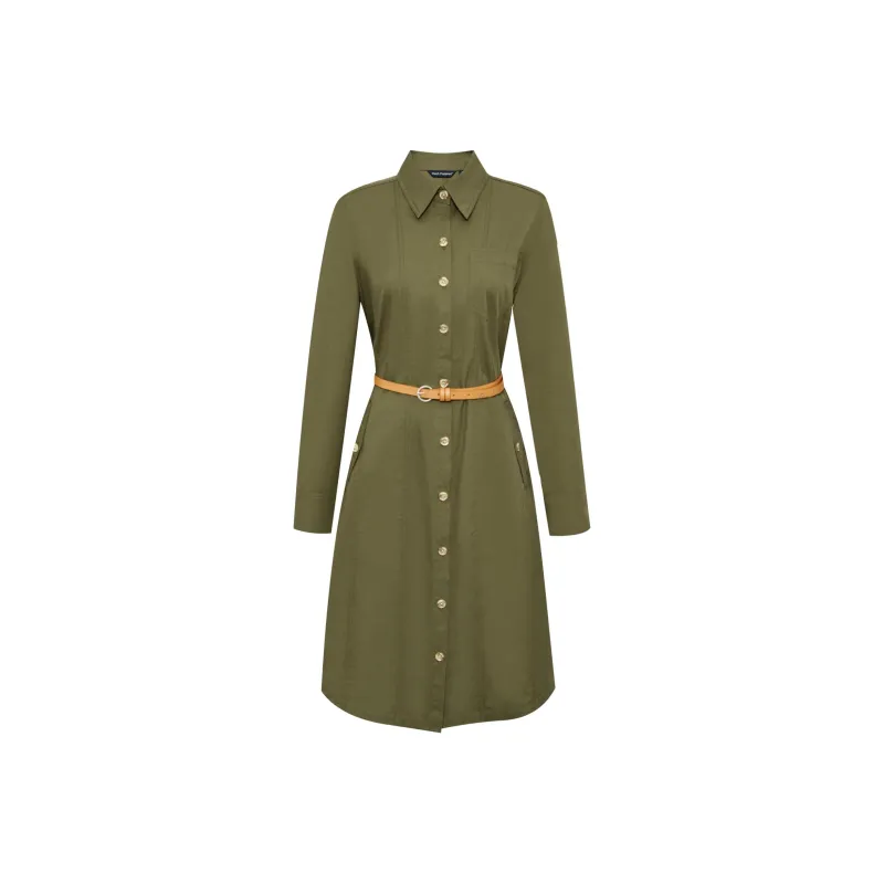 Hush Puppies Long Sleeved Dresses Women's Olive Green-0
